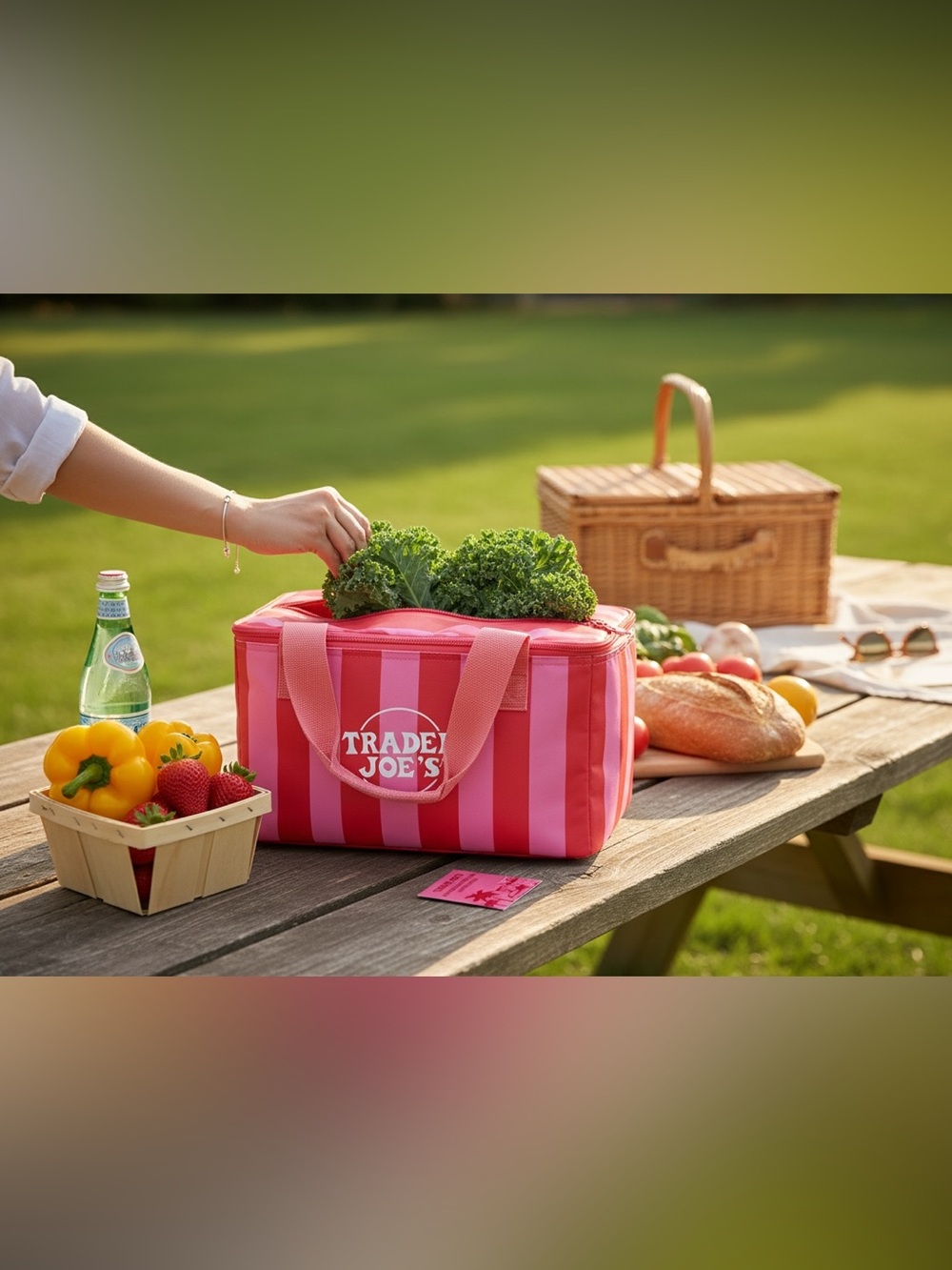 Trader Joe’s Pink Stripes Insulated Mini Cooler Tote Bag Limited Edition - Picture 3 of 3